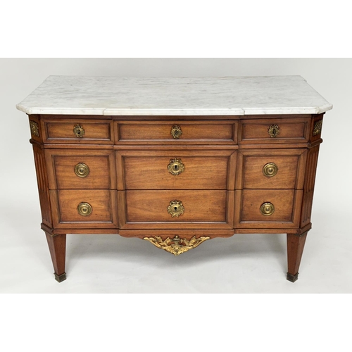 215 - COMMODE, 19th century French transitional style walnut and gilt metal mounted with three short and t... 