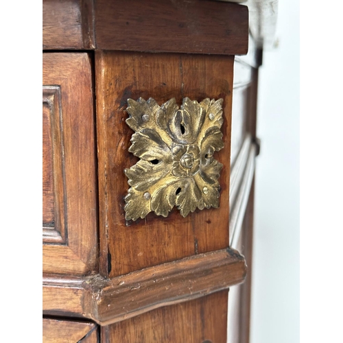 215 - COMMODE, 19th century French transitional style walnut and gilt metal mounted with three short and t... 