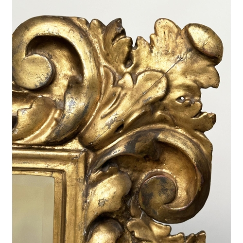 216 - FLORENTINE WALL MIRROR, 19th century Italian Florentine carved giltwood cushion pierced frame and be... 