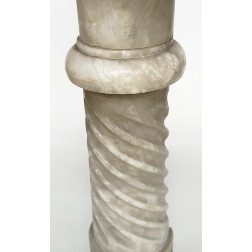 218 - ALABASTER COLUMN, 19th century Italian with spiral and reeded column with octagonal base, 102cm H x ... 