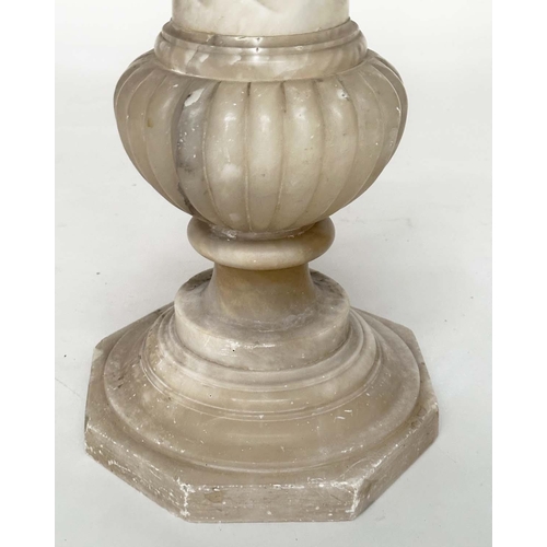 218 - ALABASTER COLUMN, 19th century Italian with spiral and reeded column with octagonal base, 102cm H x ... 