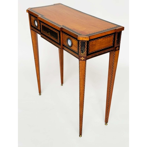 221 - DUTCH HALL TABLE, early 19th century satinwood and ebony of breakfront form with full width frieze d... 