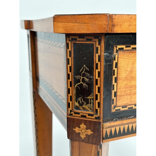 221 - DUTCH HALL TABLE, early 19th century satinwood and ebony of breakfront form with full width frieze d... 