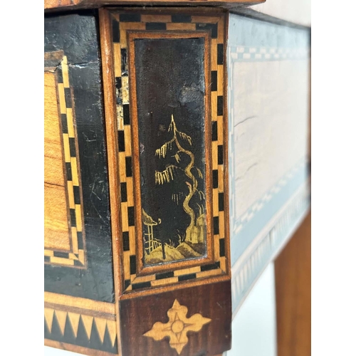 221 - DUTCH HALL TABLE, early 19th century satinwood and ebony of breakfront form with full width frieze d... 