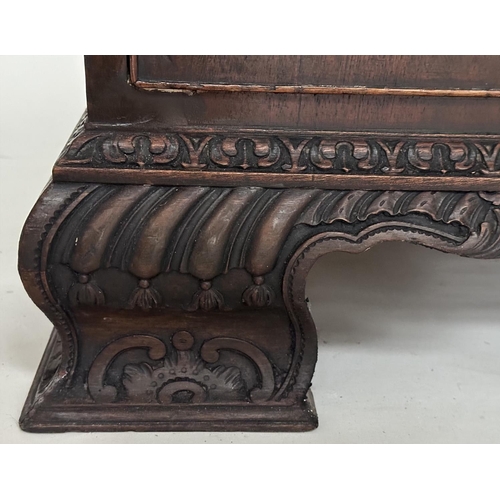 228 - LINEN PRESS, 18th century George III figured mahogany with swan neck cornice, carved panelled doors ... 