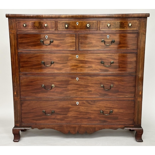 230 - SCOTTISH HALL CHEST, Victorian flamed mahogany crossbanded and bone inset of adapted shallows propor... 