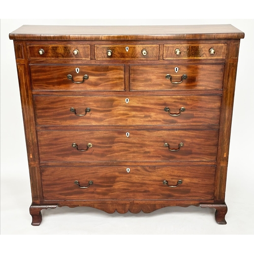 230 - SCOTTISH HALL CHEST, Victorian flamed mahogany crossbanded and bone inset of adapted shallows propor... 