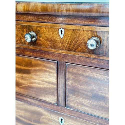 230 - SCOTTISH HALL CHEST, Victorian flamed mahogany crossbanded and bone inset of adapted shallows propor... 