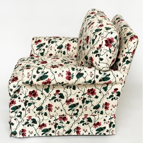 235 - ARMCHAIRS, a pair, Howard style with Colefax and Fowler secured trailing rose fabric upholstery and ... 