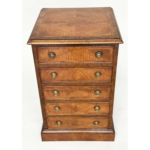 236 - BEDSIDE CHESTS, a pair, George III design figured walnut and crossbanded, each with four drawers, 77... 