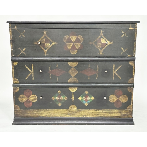 238 - NEW ENGLAND HALLWAY CHEST, a Bespoke recreation of a New England style pine and painted narrow chest... 