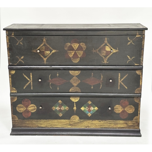 238 - NEW ENGLAND HALLWAY CHEST, a Bespoke recreation of a New England style pine and painted narrow chest... 