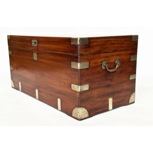 251 - TRUNK, 19th century Chinese export camphorwood and brass bound with rising lid and carrying handles,... 