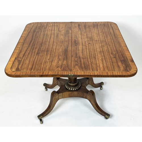 337 - CARD TABLE, 74cm H x 97cm x 47cm, Regency kingwood, satinwood, grained and parcel gilt with hinged t... 