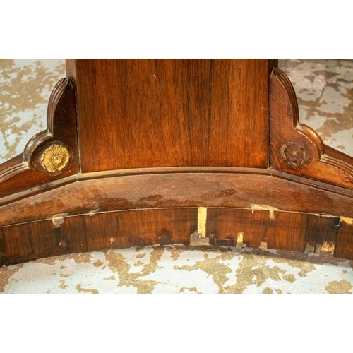 340 - BREAKFAST TABLE, Regency rosewood, parcel gilt and brass mounted with circular top, paw feet and cas... 