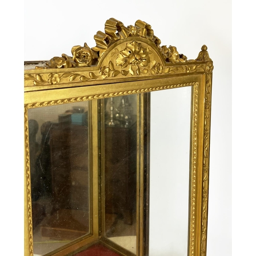 356 - TABLE TOP VITRINE, 66cm H x 46cm x 19cm, 19th century Italian giltwood with glazed door.