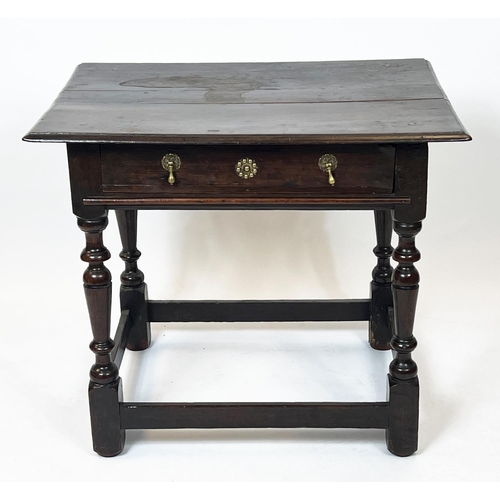 357 - SIDE TABLE, 65cm H x 76cm x 56cm, William & Mary oak, circa 1700, with frieze drawer.