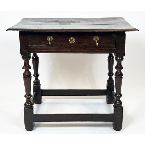 357 - SIDE TABLE, 65cm H x 76cm x 56cm, William & Mary oak, circa 1700, with frieze drawer.