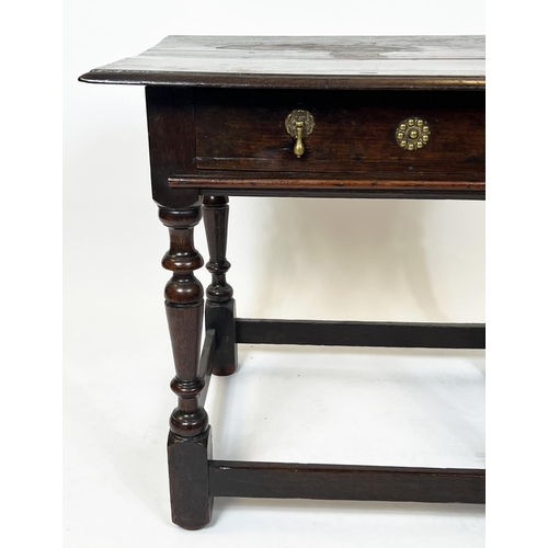 357 - SIDE TABLE, 65cm H x 76cm x 56cm, William & Mary oak, circa 1700, with frieze drawer.