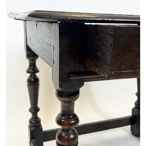 357 - SIDE TABLE, 65cm H x 76cm x 56cm, William & Mary oak, circa 1700, with frieze drawer.