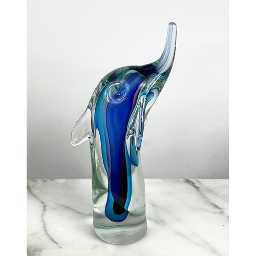 4 - MURANO GLASS DOLPHINS, a pod of five, mid-century Italian hand blown glass, each 30cm H approx. (5)