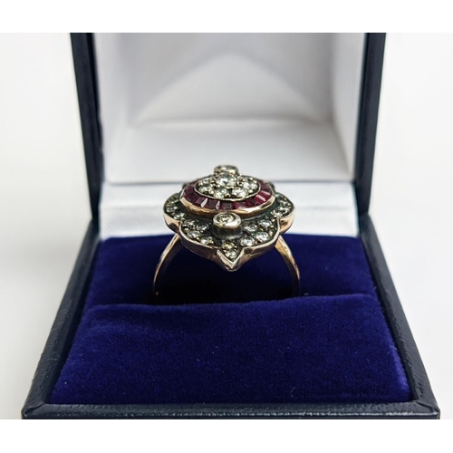 41 - AN 8CT ROSE GOLD OTTOMAN STYLE DRESS RING, set with round brilliant cut diamonds totalling 1.18ct ap... 