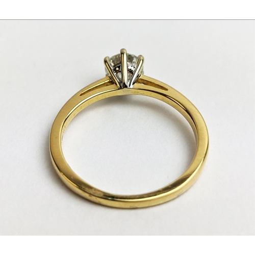 54 - AN 18CT GOLD DIAMOND SOLITAIRE RING, the claw set round brilliant cut stone of approximate diamond w... 