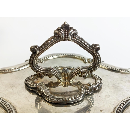 70 - A PAIR OF SILVER PLATED TUREENS AND COVERS, in the Rococo style, plus a pair of warming dishes and t... 