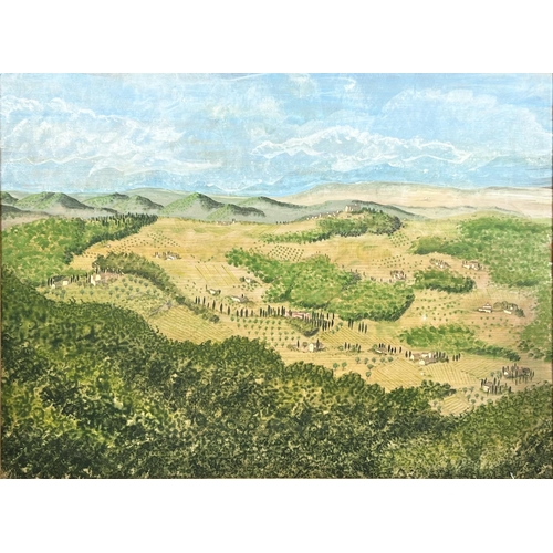 77 - 20TH CENTURY ITALIAN SCHOOL, 'Tuscan Landscape', oil on panel, 67cm x 90cm, framed.