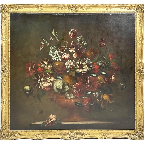 78 - 18TH CENTURY ITALIAN MANNER, 'Still Life with Flowers and Vase', oil on canvas, William Rivett Gains... 