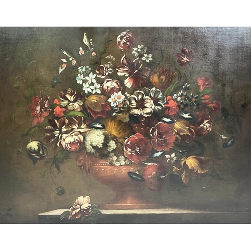 78 - 18TH CENTURY ITALIAN MANNER, 'Still Life with Flowers and Vase', oil on canvas, William Rivett Gains... 