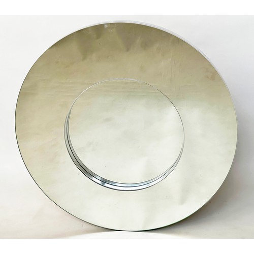 669 - CIRCULAR WALL MIRROR, Art Deco style, two tier mirror framed, 110cm W.