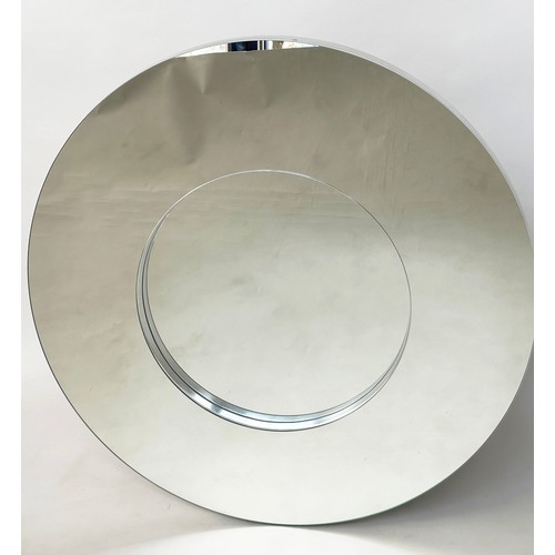 669 - CIRCULAR WALL MIRROR, Art Deco style, two tier mirror framed, 110cm W.