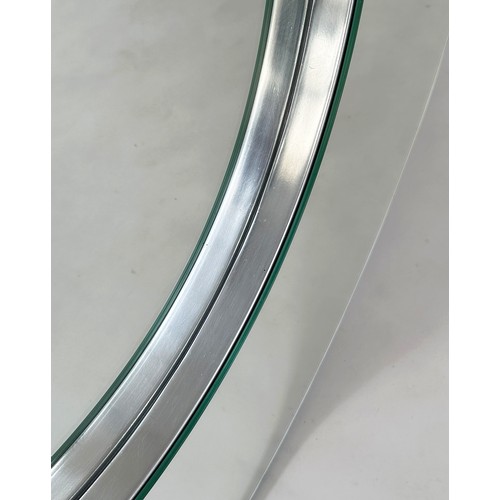 669 - CIRCULAR WALL MIRROR, Art Deco style, two tier mirror framed, 110cm W.