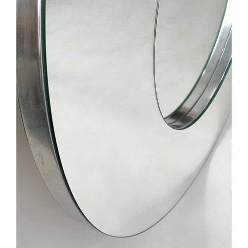 669 - CIRCULAR WALL MIRROR, Art Deco style, two tier mirror framed, 110cm W.