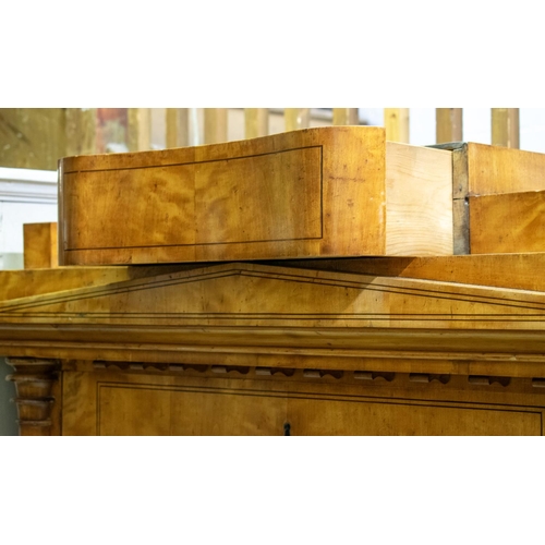 344 - SECRETAIRE, 173cm H x 110cm x 60cm, Biedermeier birch with five drawers and fall front enclosing a f... 