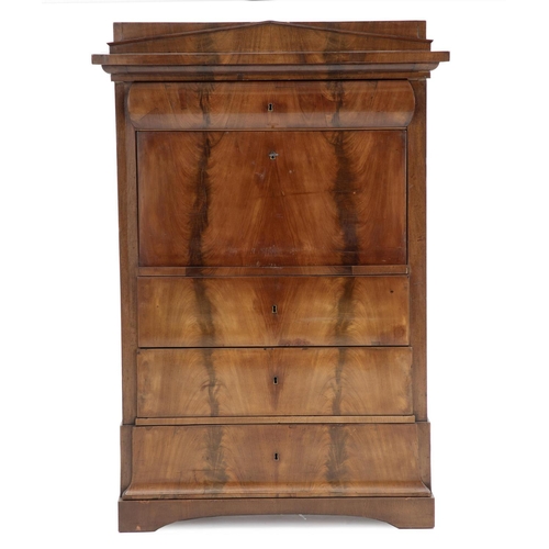 625 - SECRETAIRE, 165cm H x 102cm x 63cm, Danish Biedermeier mahogany with four drawers, fall front and fi... 