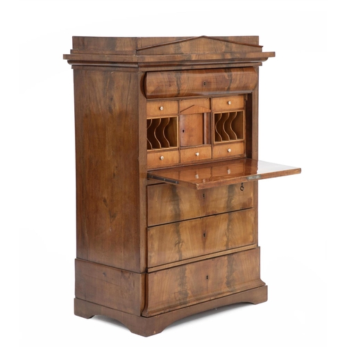 625 - SECRETAIRE, 165cm H x 102cm x 63cm, Danish Biedermeier mahogany with four drawers, fall front and fi... 