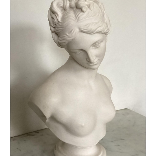 220 - NEOCLASSICAL BUST, composite marble of Venus, after the antique, 34cm H.