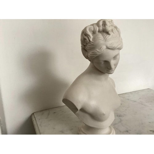 220 - NEOCLASSICAL BUST, composite marble of Venus, after the antique, 34cm H.