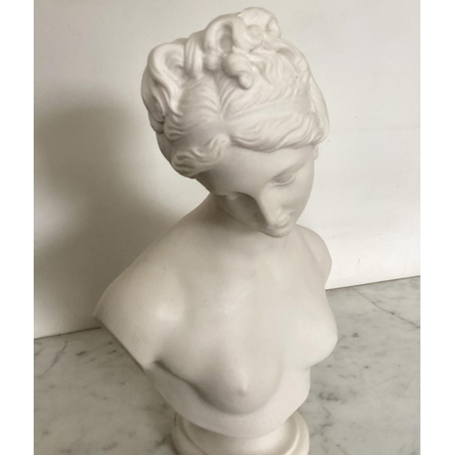 220 - NEOCLASSICAL BUST, composite marble of Venus, after the antique, 34cm H.