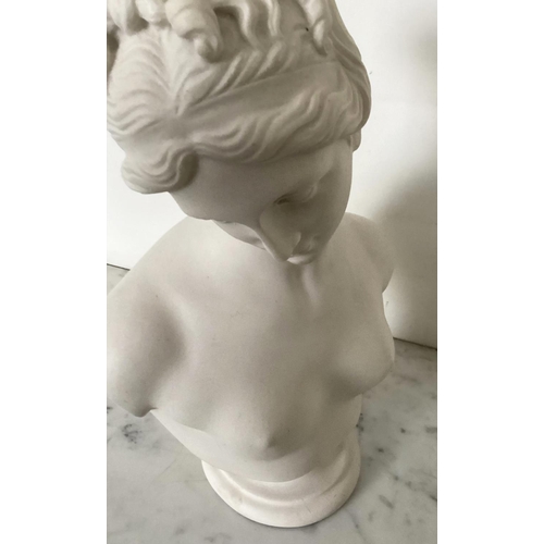 220 - NEOCLASSICAL BUST, composite marble of Venus, after the antique, 34cm H.