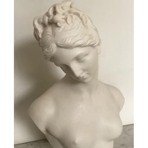 220 - NEOCLASSICAL BUST, composite marble of Venus, after the antique, 34cm H.