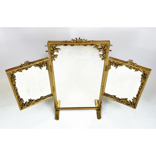 341 - DRESSING MIRROR, late 19th/early 20th century giltwood and metal with triple hinged plates.