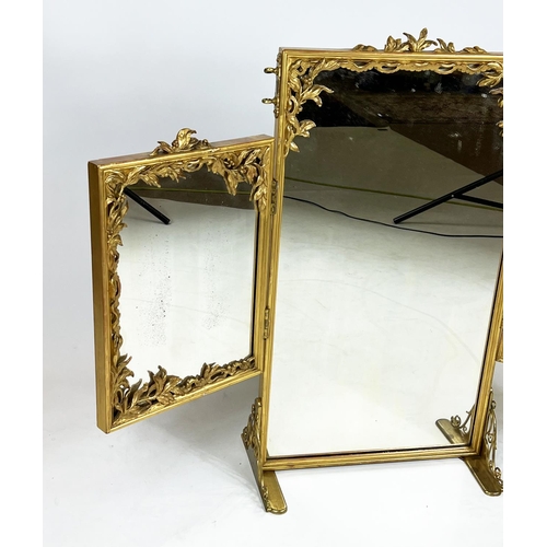 341 - DRESSING MIRROR, late 19th/early 20th century giltwood and metal with triple hinged plates.