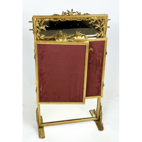 341 - DRESSING MIRROR, late 19th/early 20th century giltwood and metal with triple hinged plates.