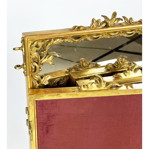 341 - DRESSING MIRROR, late 19th/early 20th century giltwood and metal with triple hinged plates.