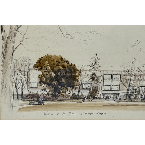 74 - ATTRIBUTED TO SIR HUGH CASSON (British 1910-1999), 'Elevation to the gardens of Selwyn College', pen... 