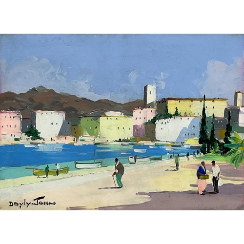 82 - CECIL ROCHFORT D'OYLY-JOHN (British 1906-1993), 'Cannes Bay', oil on canvas, 24cm x 35cm, framed. (S... 