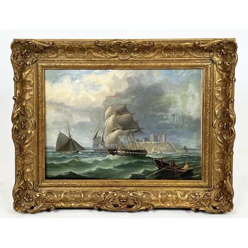 86 - T A JAMESON (19th C British), 'Maritime view', oil on canvas, 31cm x 40cm, signed, framed.